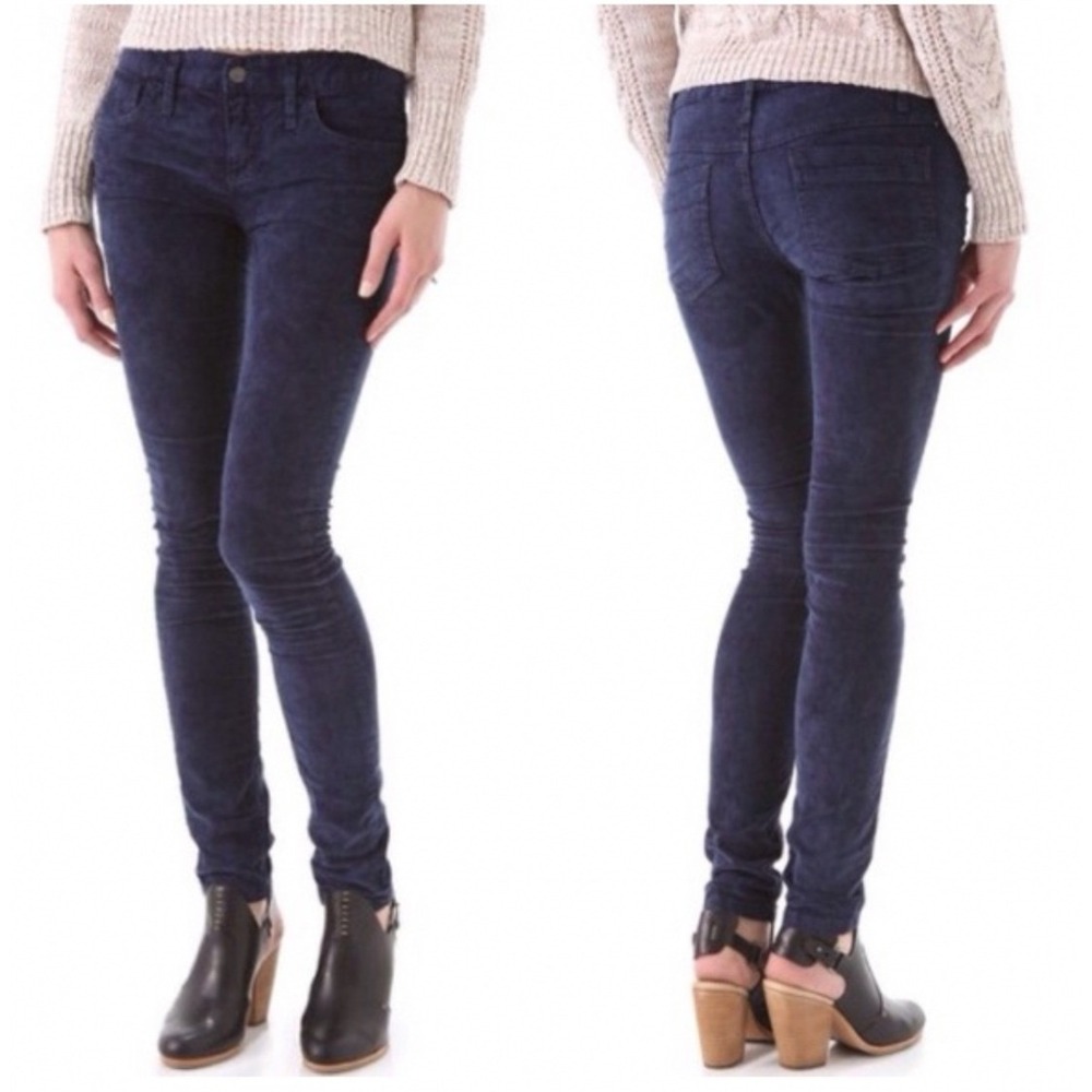 Free People Corduroy Pants Womens 29 Skinny Grayish Blue Stretch EUC